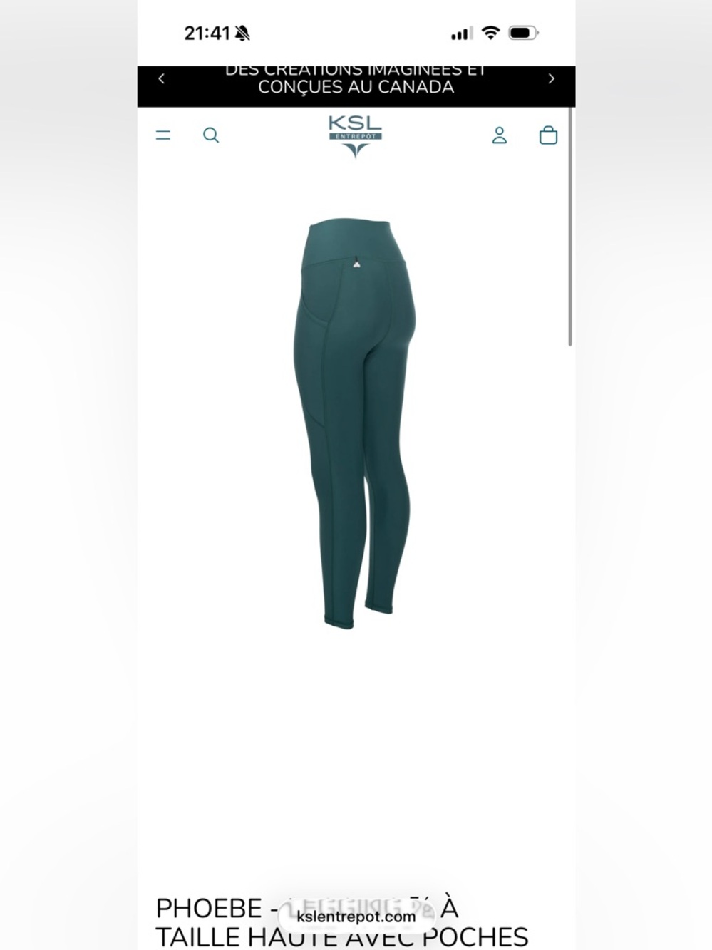 KSL Phoebe High-Waist Leggings in Deep Teal with Pockets. Worn once!